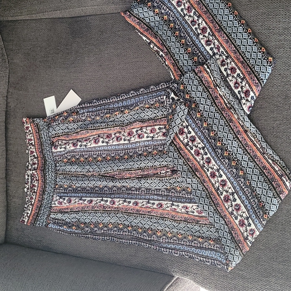 Banded wide leg boho pants